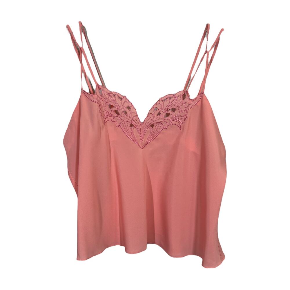 Vintage 90's Victoria's Secret Gold Label Cami Top Medium Pink Embroidered